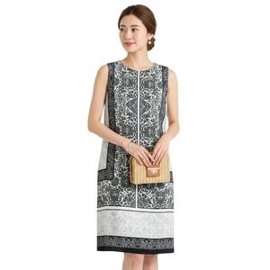 Vince Camuto Maze Panel Shift Dress Cream Green Sleeveless Old Money Size 2